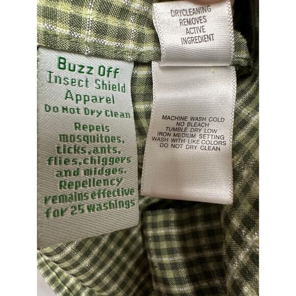 ExOfficio Buzz Off Insect Shield Long Sleeve Men's Shirt Green Plaid Large - Picture 12 of 14